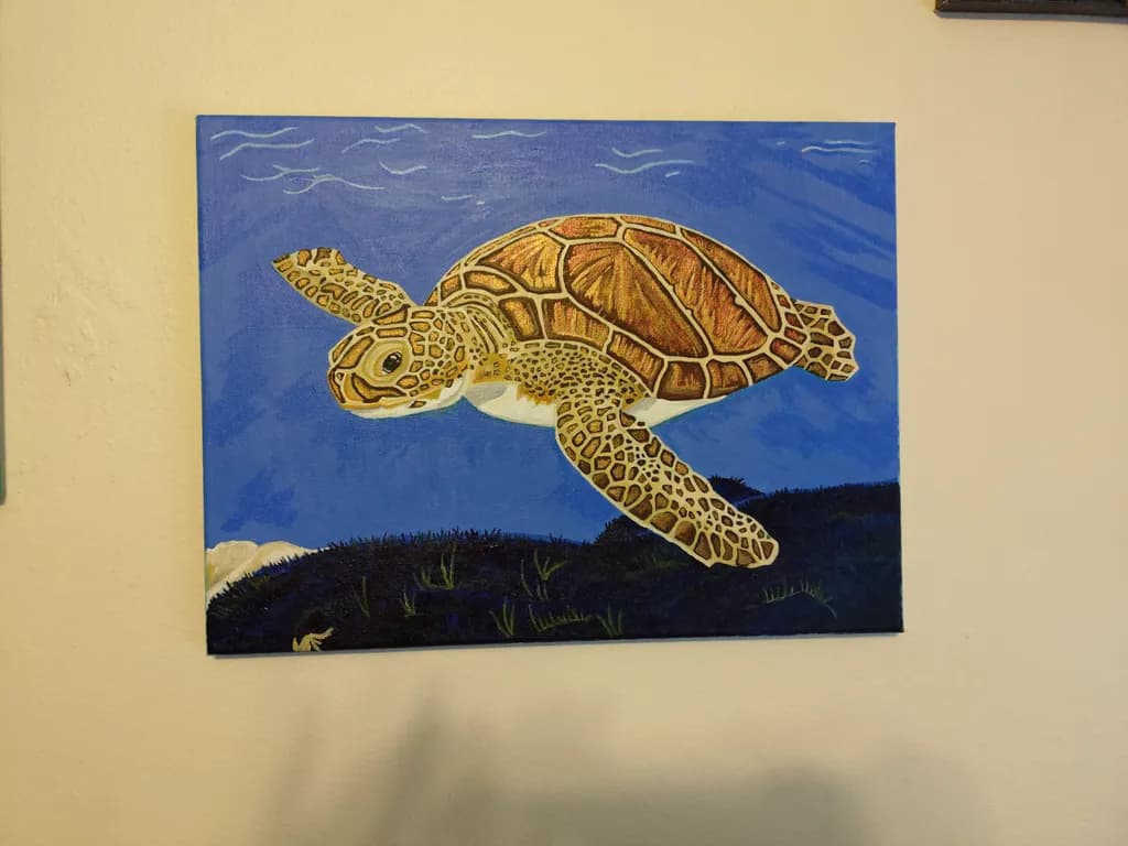 Serene Journey: A Majestic Sea Turtle Gliding Through Tranquil Waters