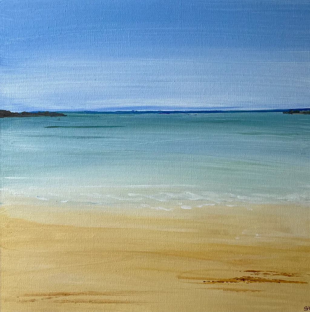 Serenity by the Shore: A Tranquil Beach Landscape at Dawn