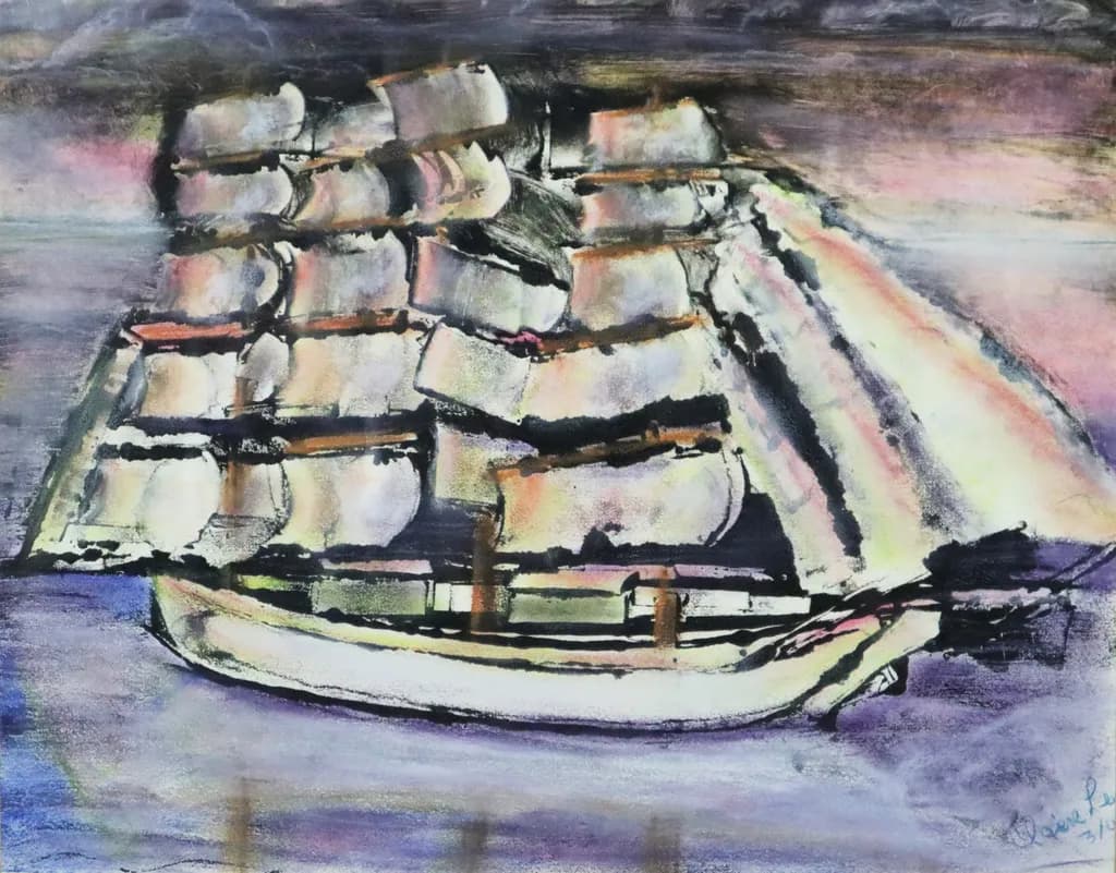 Whispers of the Sea: An Abstract Journey Through Colorful Waters and Sails