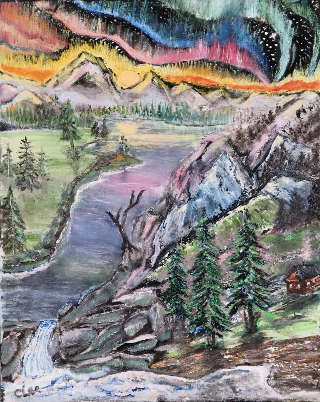 Whispers of the Aurora: A Serene Mountain Landscape at Dusk