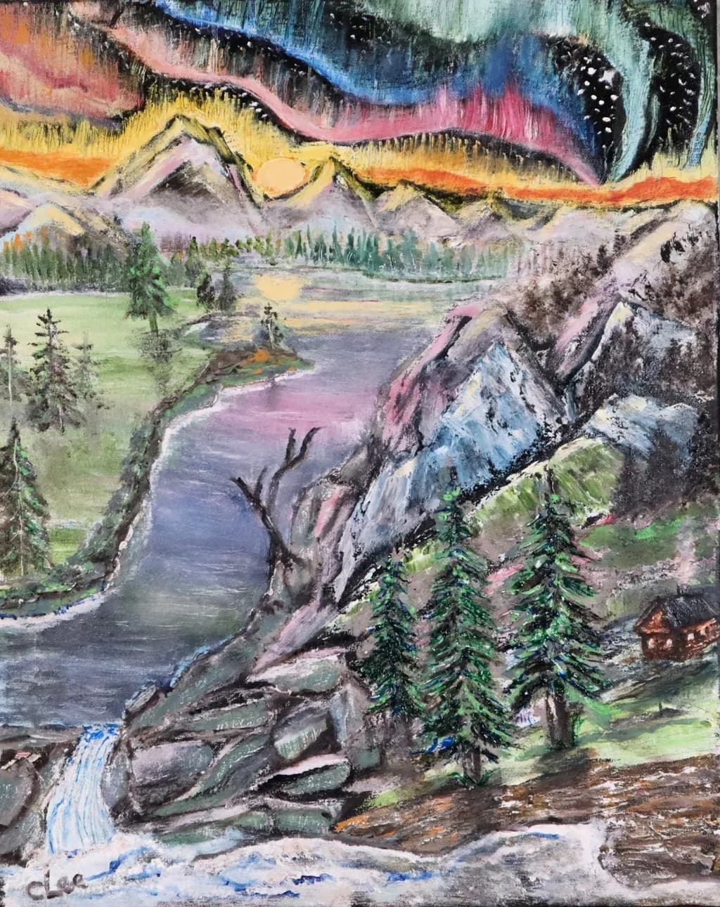 Whispers of the Aurora: A Serene Mountain Landscape at Dusk