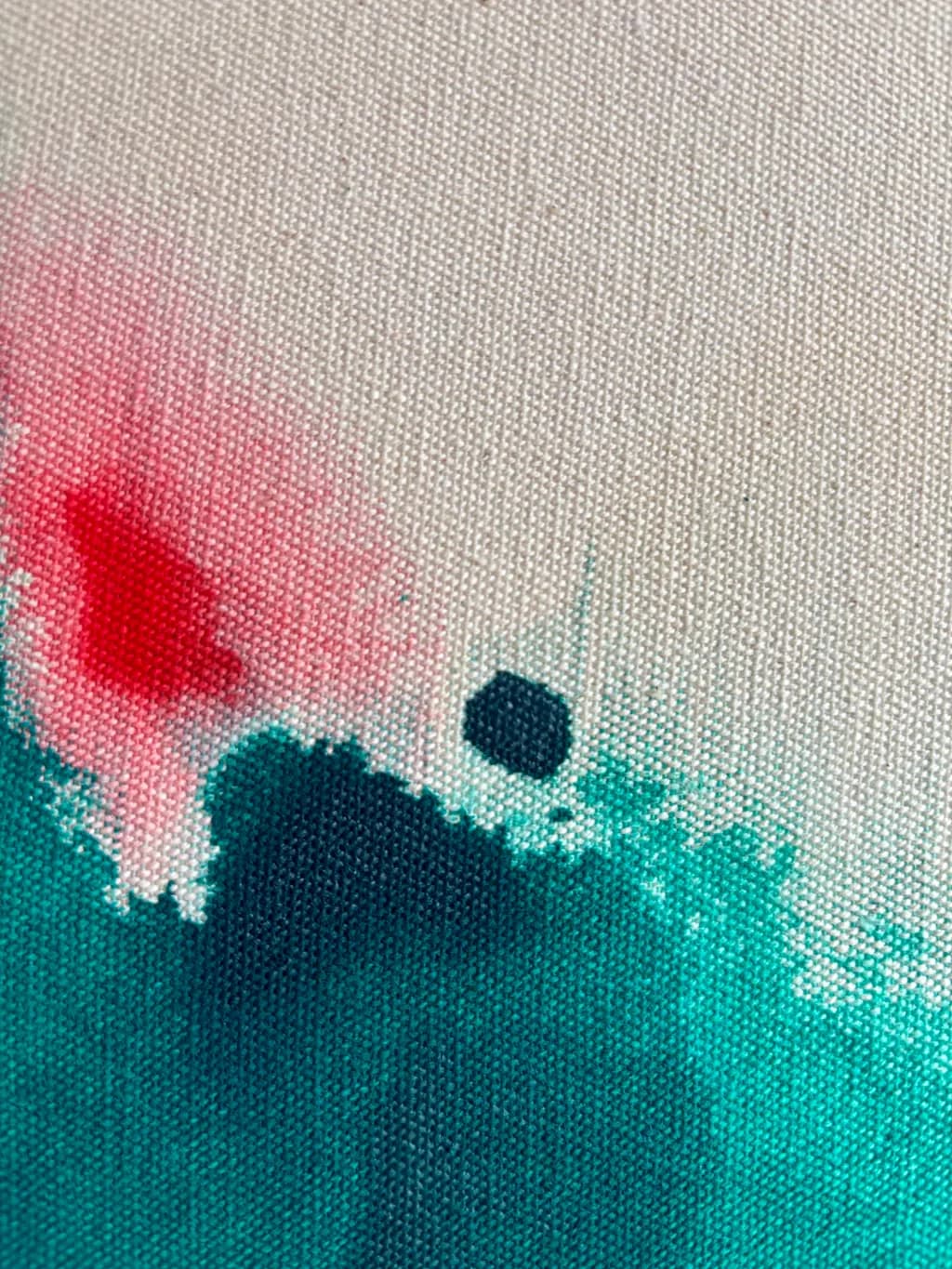 Whispers of Color: A Serene Dance of Aqua and Crimson on Canvas