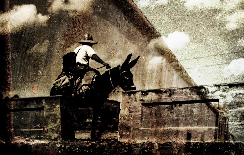 Journey Through Time: A Rider's Reflection in a Dusty Landscape