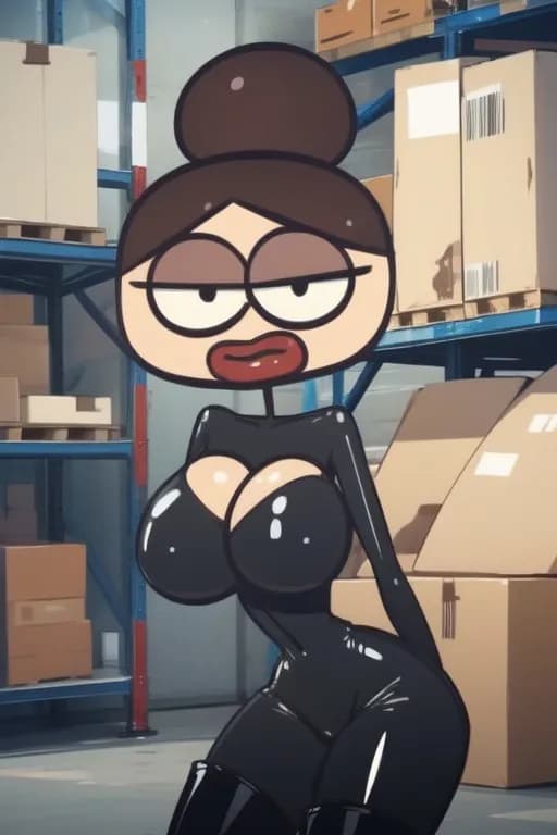 Playful Seduction in the Warehouse: A Stylized Cartoon Character Adventure