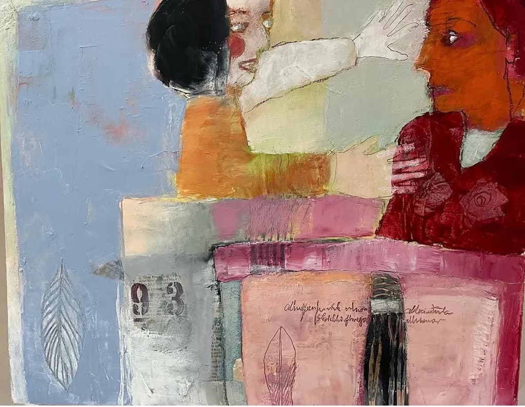 Whispers of Connection: A Colorful Dialogue in Abstract Form