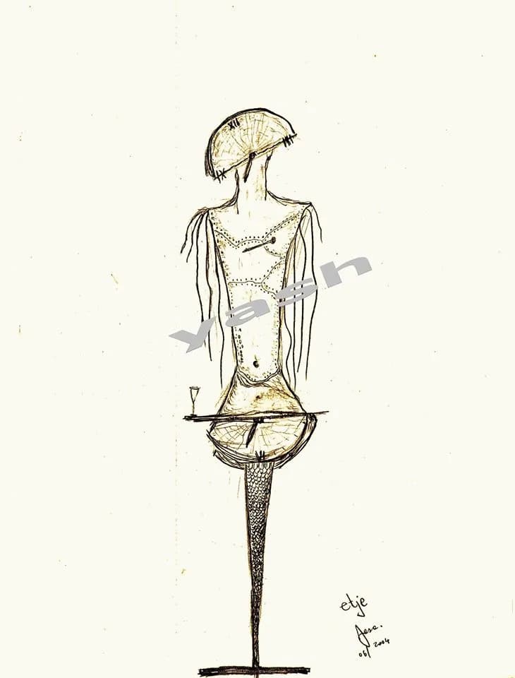 Elegant Silhouette: A Fashion-Inspired Abstract Sketch of Modern Femininity
