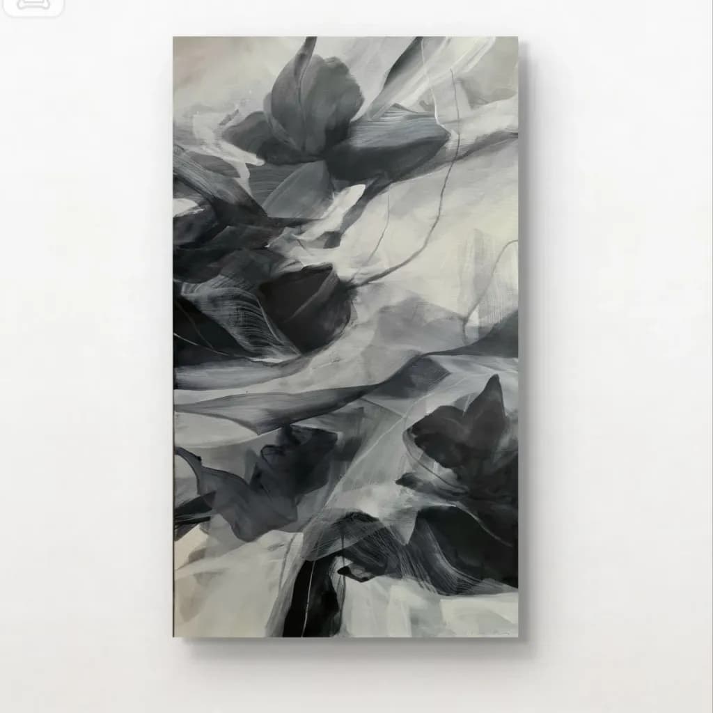 Whispers of Shadows: An Abstract Dance in Monochrome Elegance
