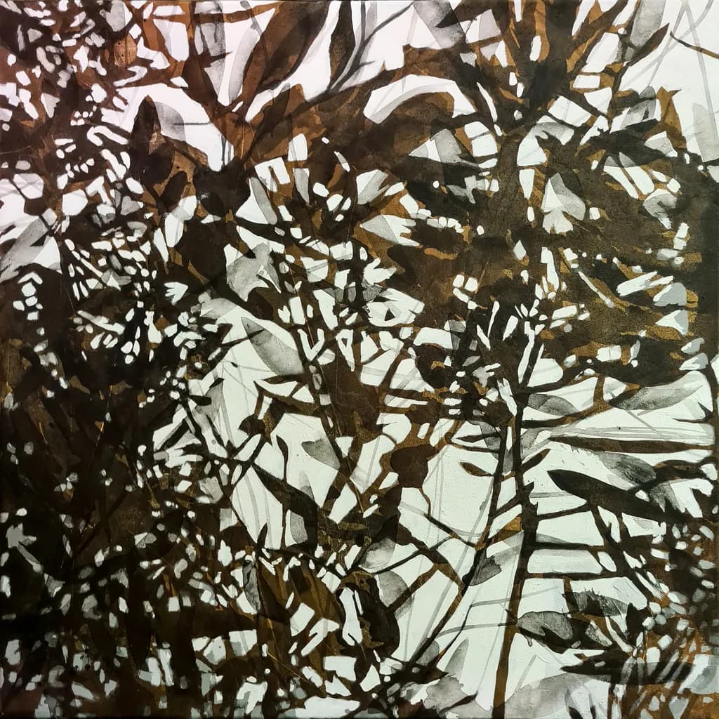 Whispers of Nature: Monochrome Shadows and Textured Leaves in Abstract Harmony
