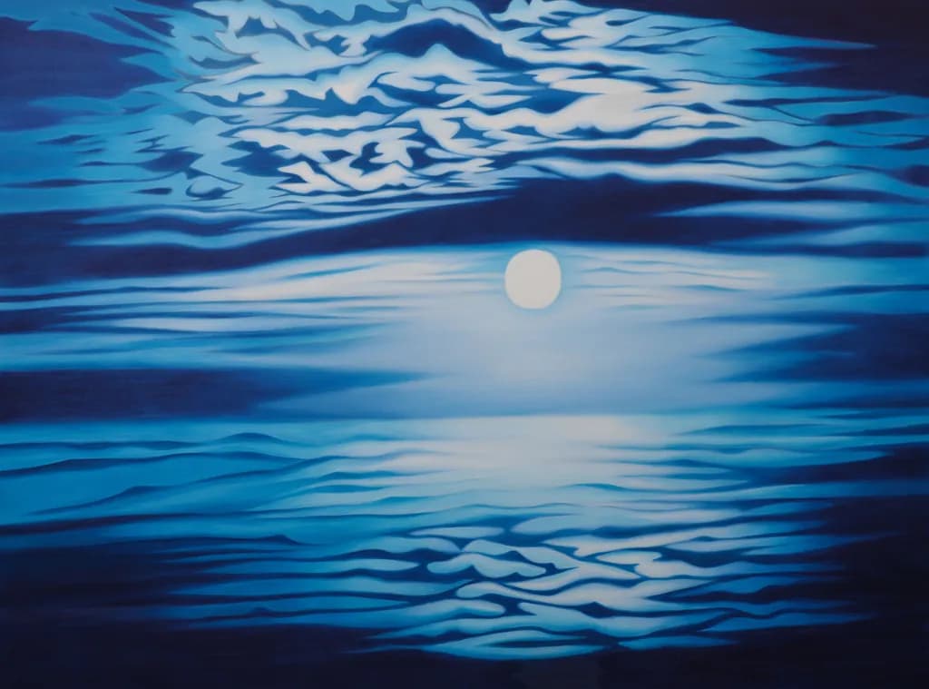 Whispers of the Moonlit Sea: A Tranquil Blue Horizon