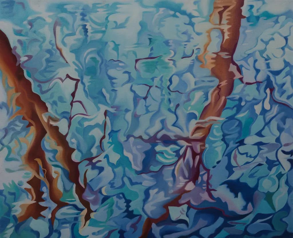 Whispers of Blue: An Abstract Reflection on Fluidity and Texture