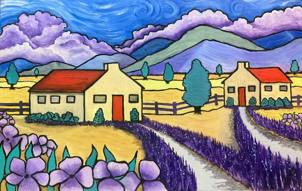 Whimsical Lavender Lane: A Vibrant Journey Through Serene Countryside Charm