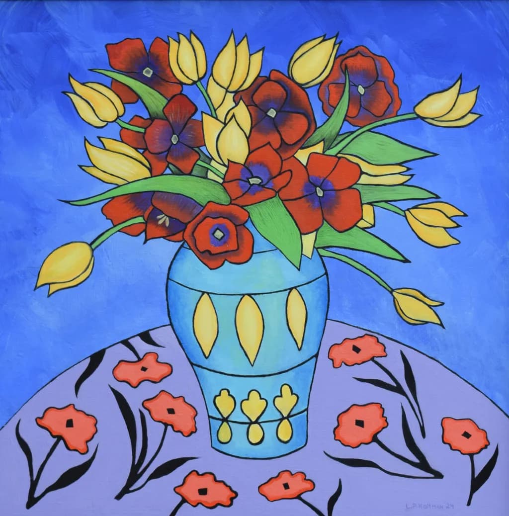Vibrant Blooms: A Colorful Floral Symphony in Blue and Yellow