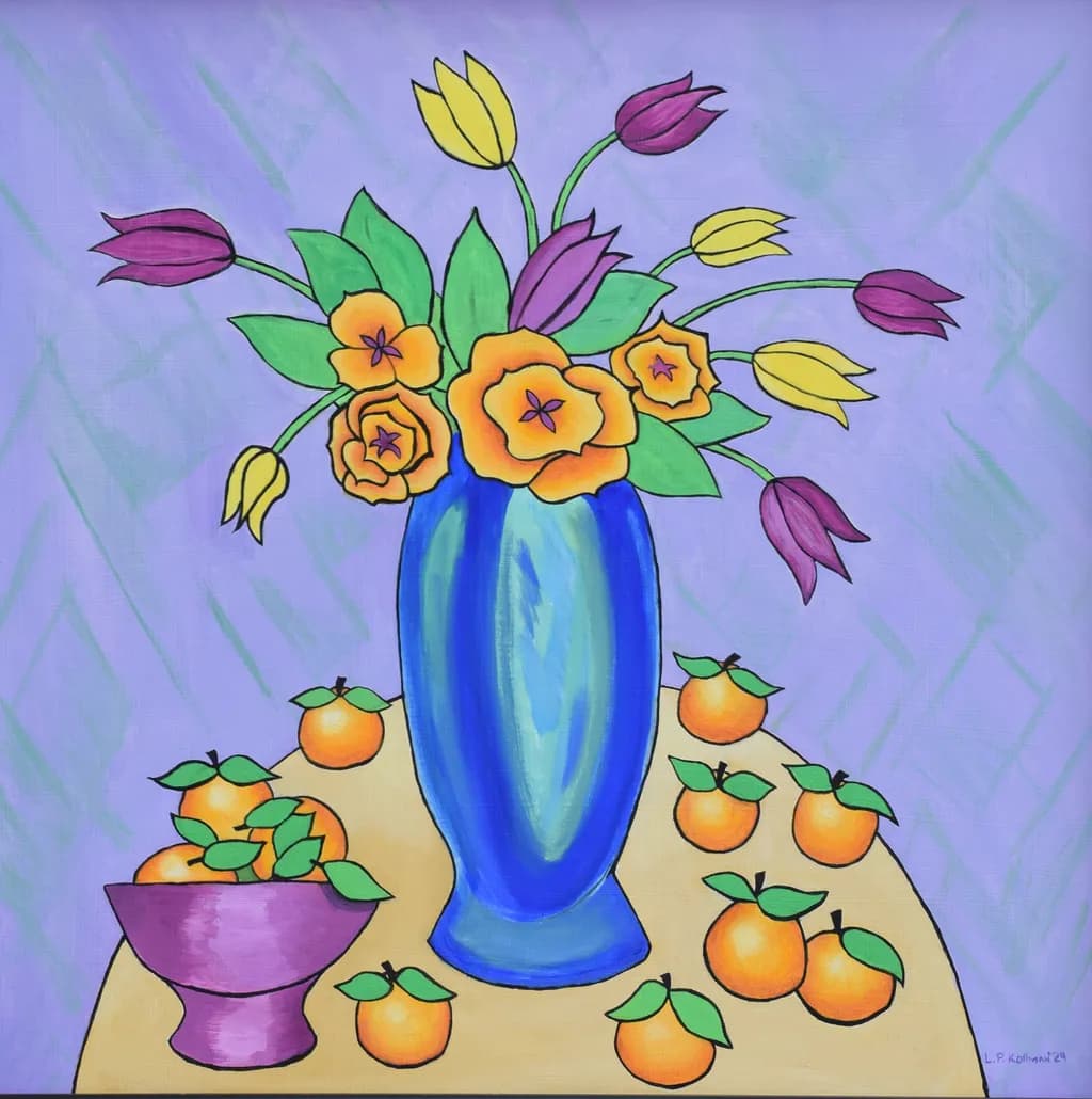 Vibrant Harmony: A Floral and Citrus Still Life Celebration