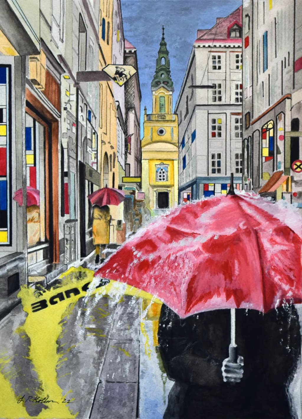 Urban Rain: A Dance of Color and Shadows in the Cityscape
