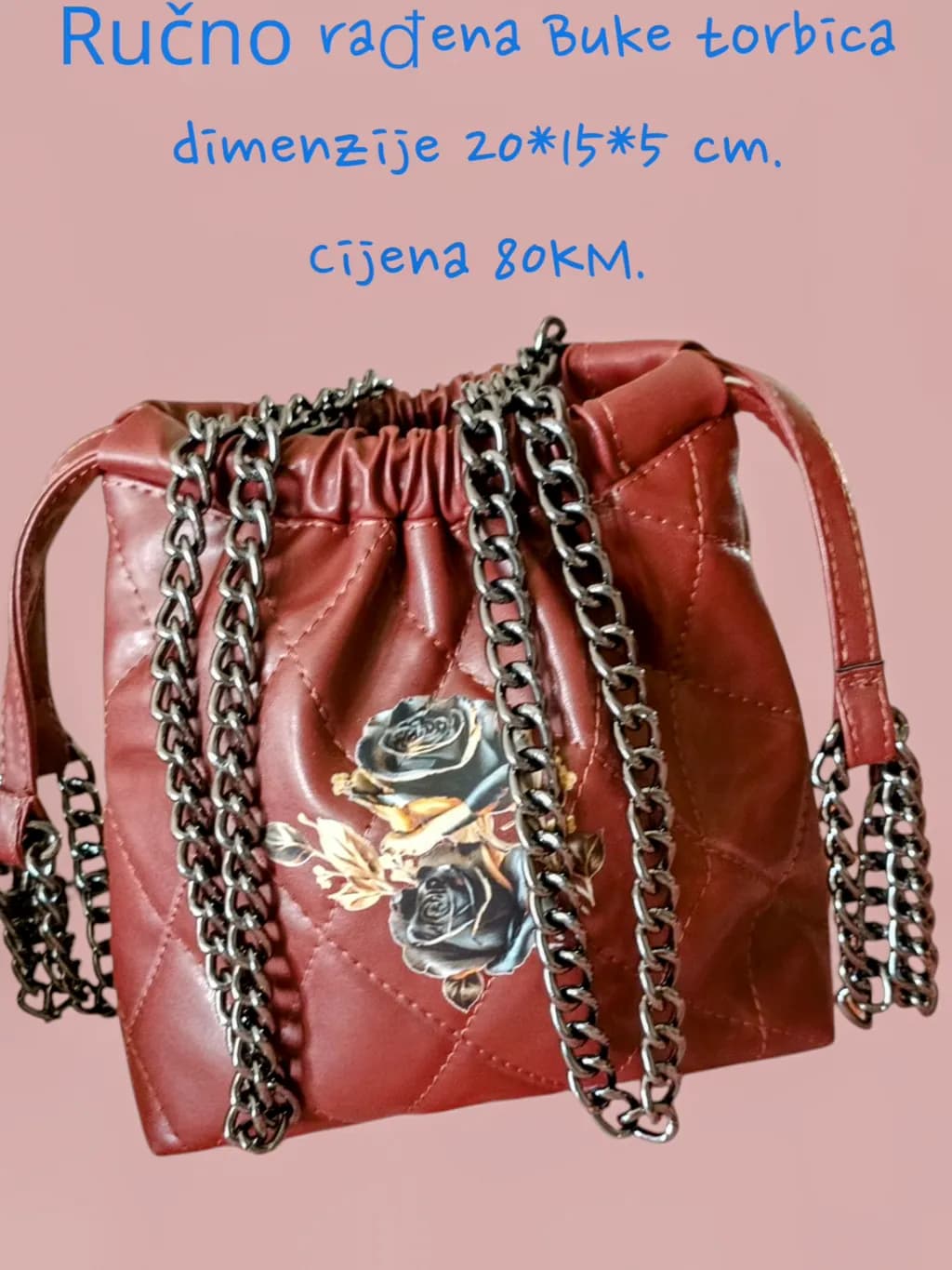 Handcrafted Leather Rose Bag