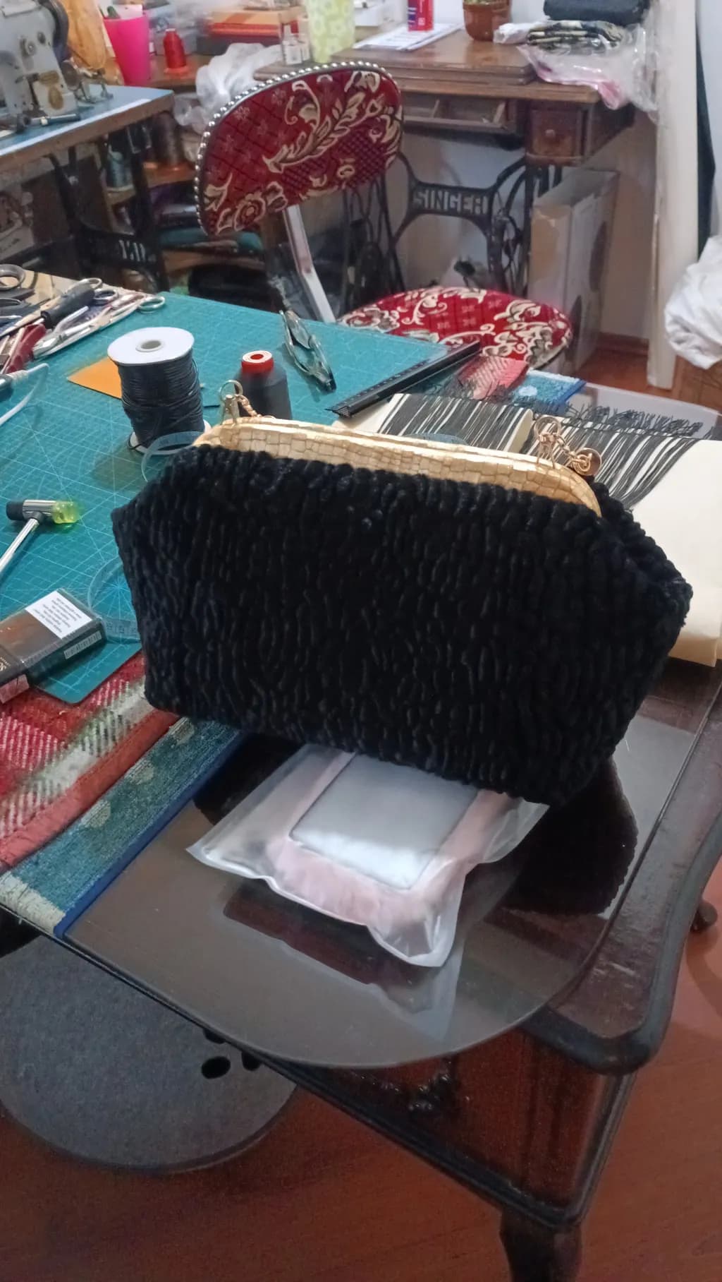 Textured Black Clutch