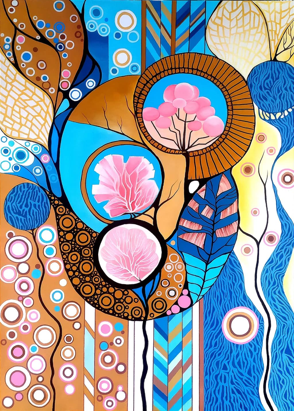 Vibrant Harmony: An Abstract Floral Journey Through Geometric Landscapes