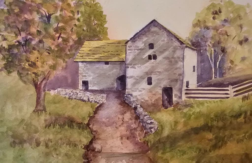 Whispers of the Countryside: A Serene Watercolor Journey Through Nature's Architecture