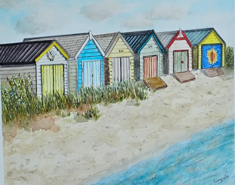 Whispers of the Shore: A Watercolour Journey Through Melbourne's Beach Huts