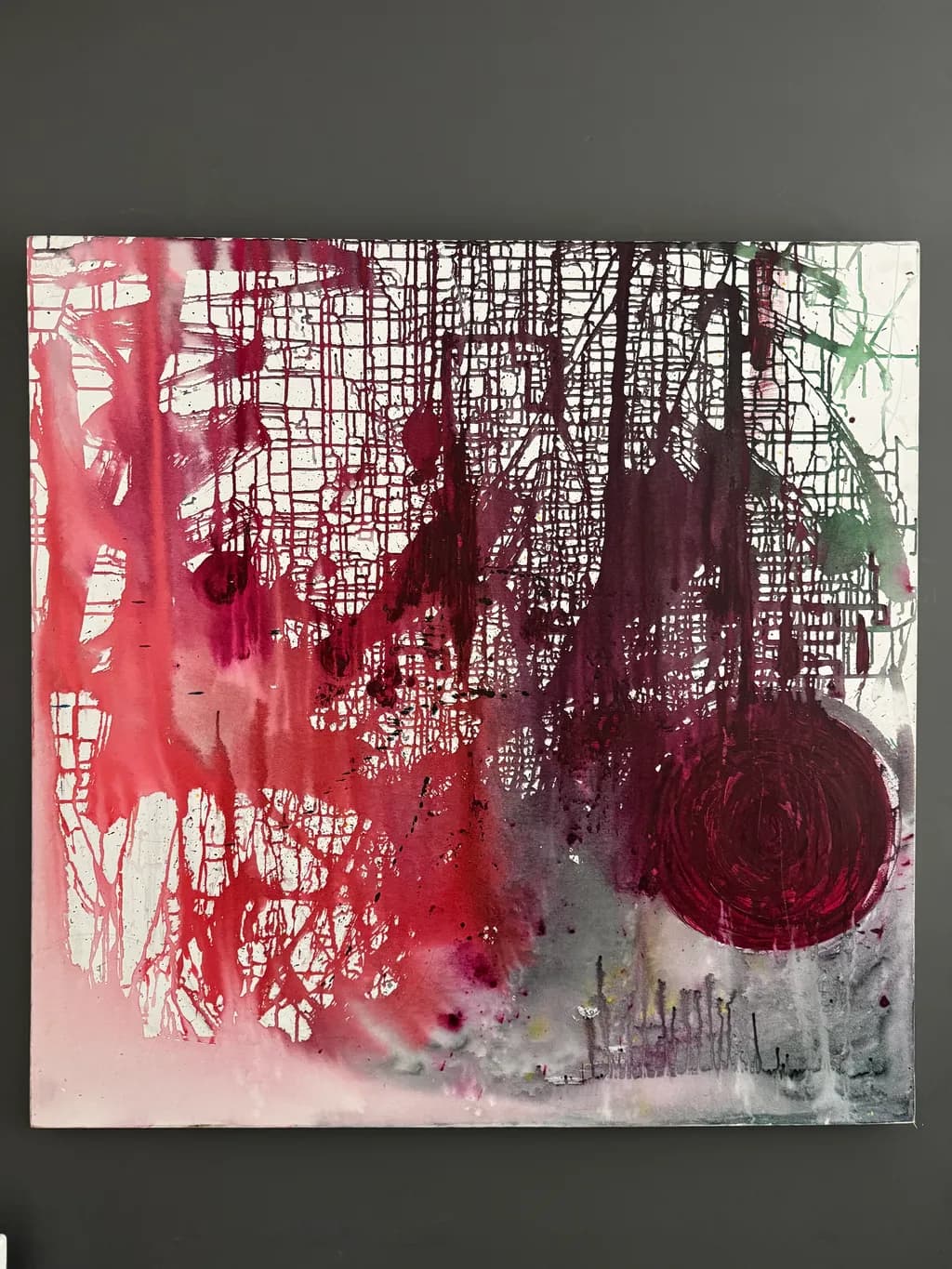 Crimson Echoes: A Dance of Color and Form in Abstract Expressionism