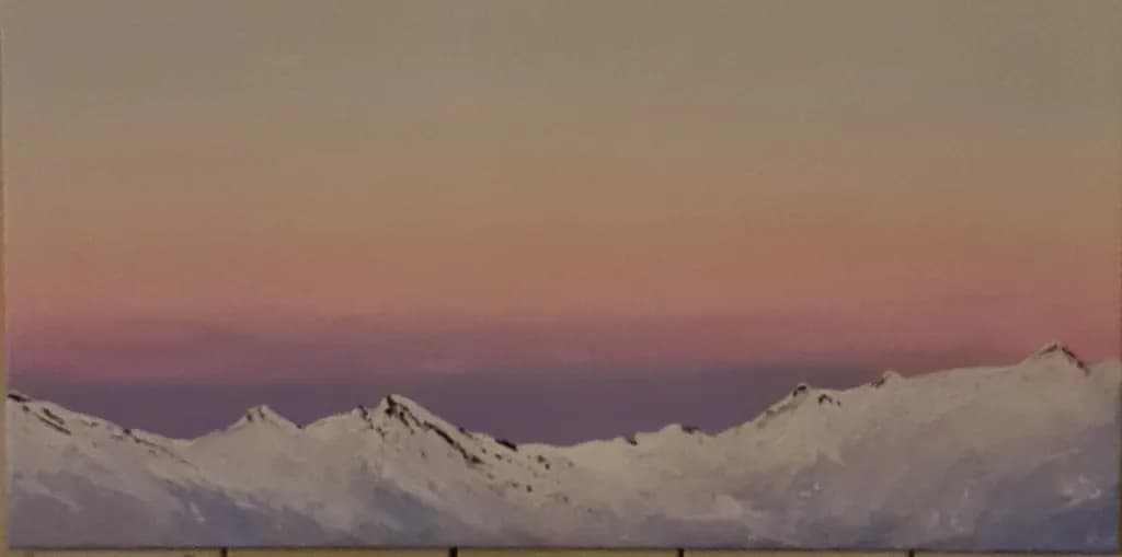 Serene Twilight Over Majestic Mountains: A Pastel Landscape Journey