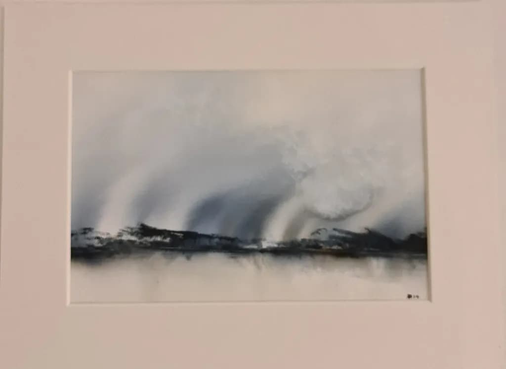 Whispers of the Mist: A Serene Landscape in Shades of Blue and Gray