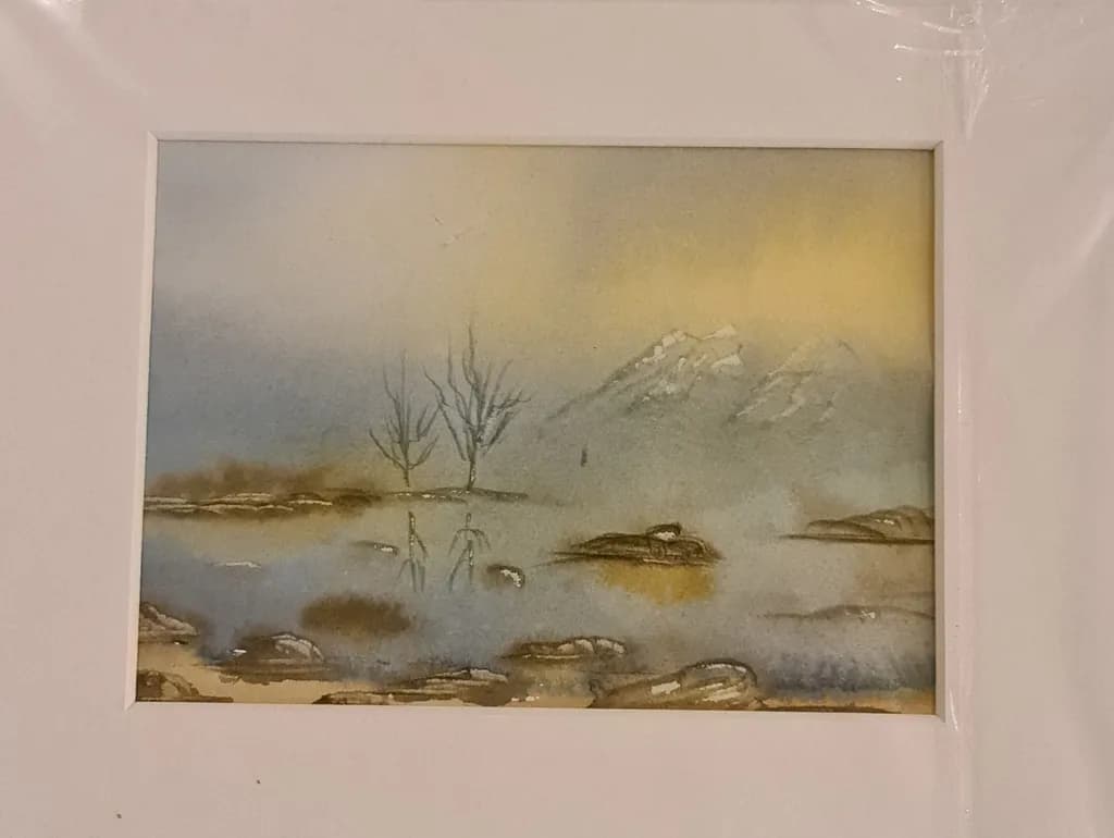 Serene Reflections: A Watercolor Landscape of Nature's Tranquility