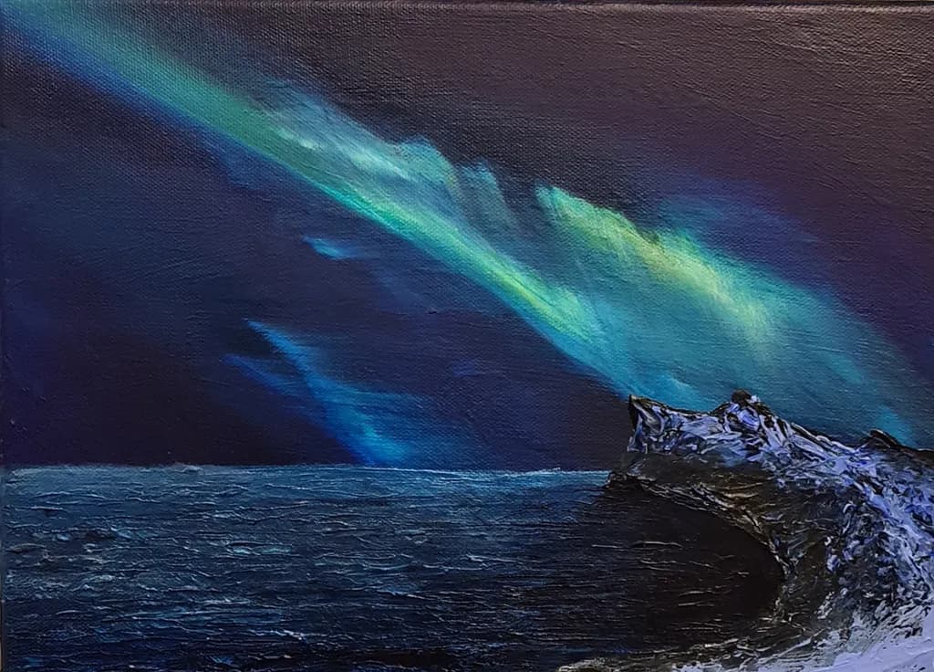 Whispers of the Aurora: A Serene Night Over the Ocean's Edge