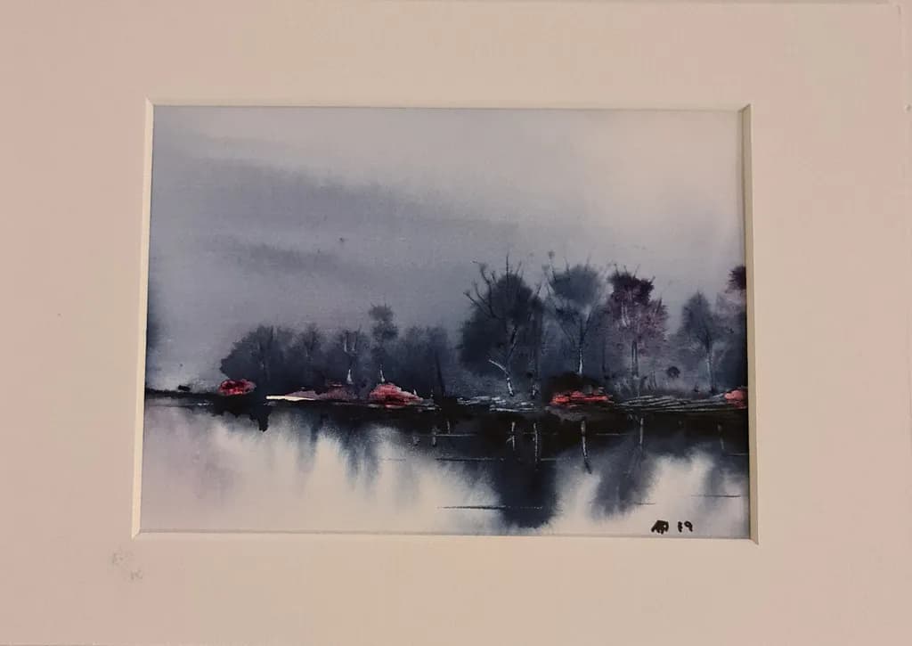 Whispers of Twilight: A Serene Watercolor Reflection of Nature's Embrace
