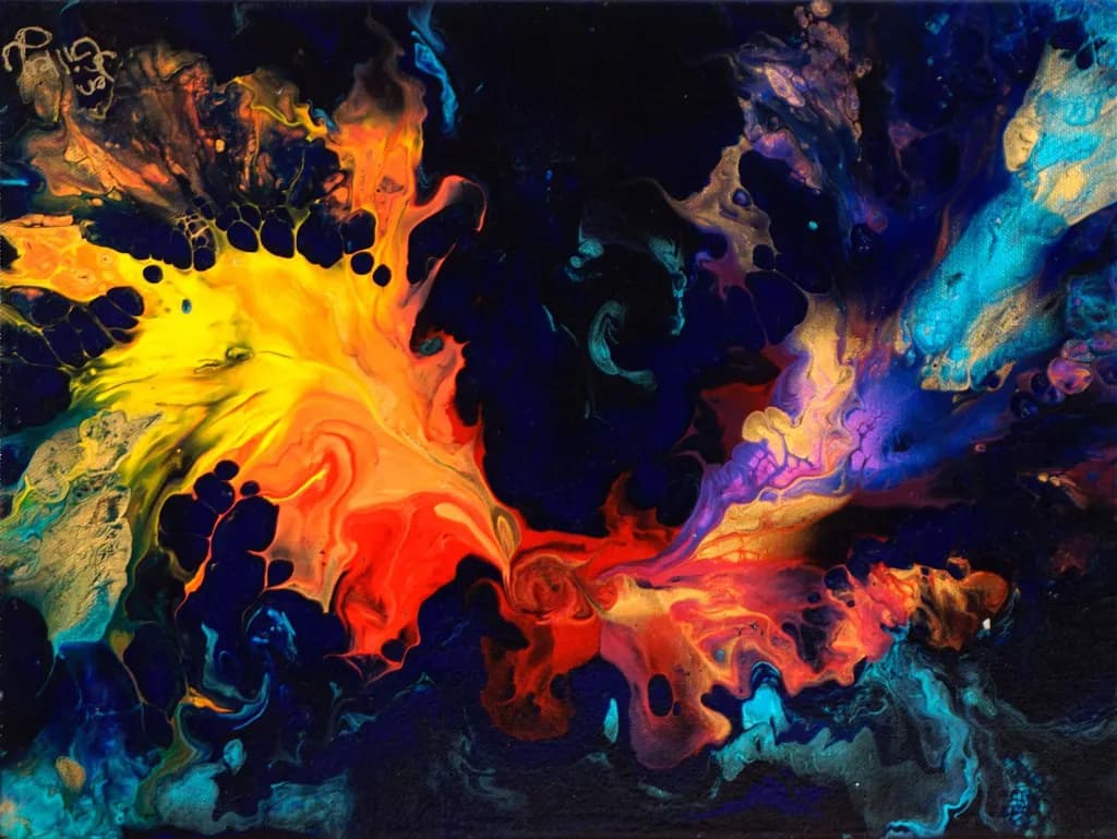 Vibrant Cosmic Dance: A Fusion of Color and Emotion in Abstract Art