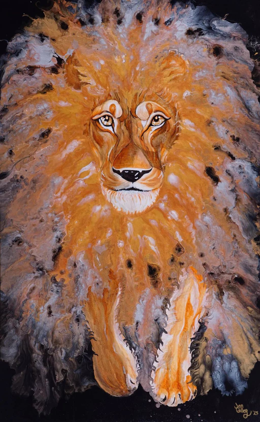 Majestic Roar: A Vibrant Lion's Essence in Abstract Art