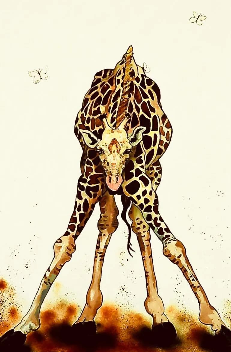 Whimsical Giraffe Dance: A Playful Nature Illustration