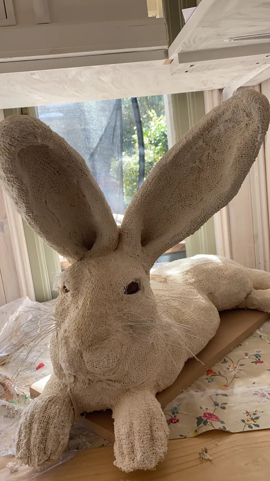Whimsical Serenity: A Handcrafted Rabbit Sculpture for Enchanting Home Decor
