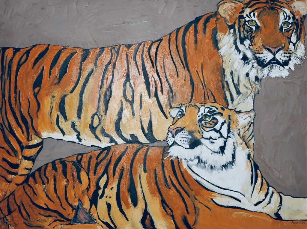 Majestic Companions: A Vibrant Portrait of Tigers in Harmony