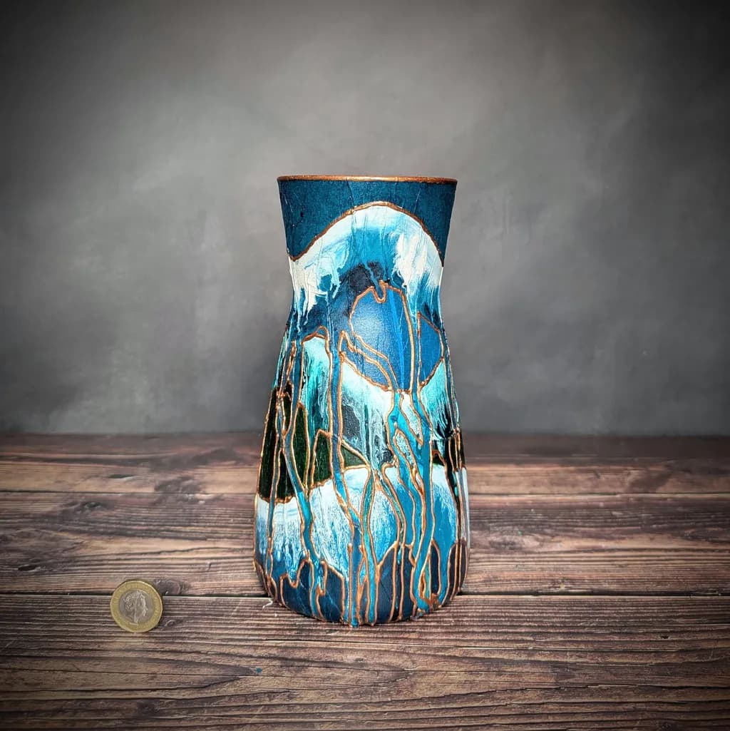 Oceanic Harmony: A Handcrafted Ceramic Vase Inspired by Nature's Palette
