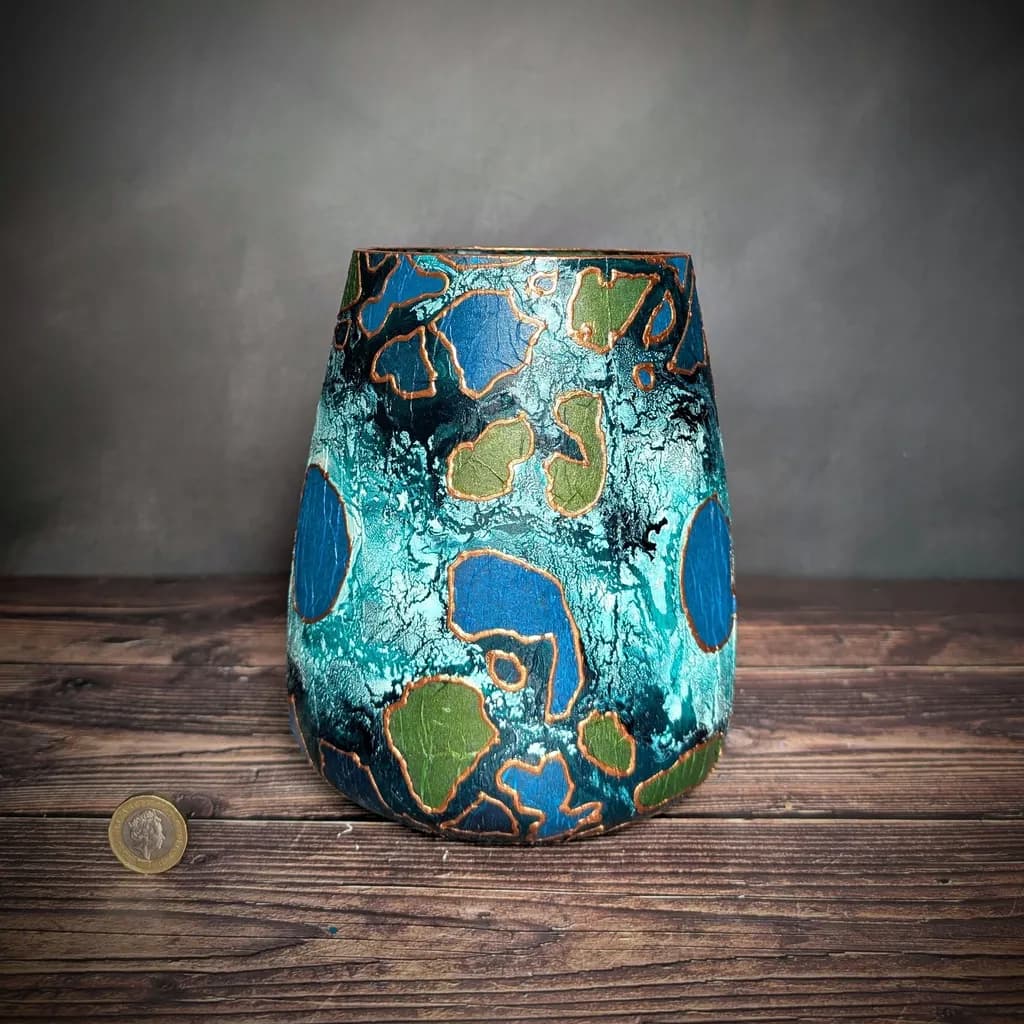 Celestial Harmony: A Handcrafted Vessel of Nature's Palette