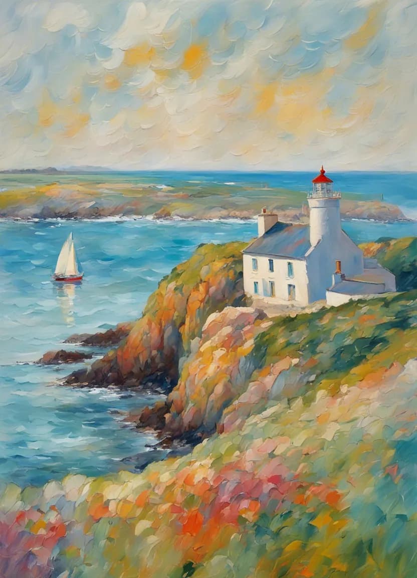 Whispers of the Sea: A Lighthouse's Embrace Amidst the Coastal Splendor