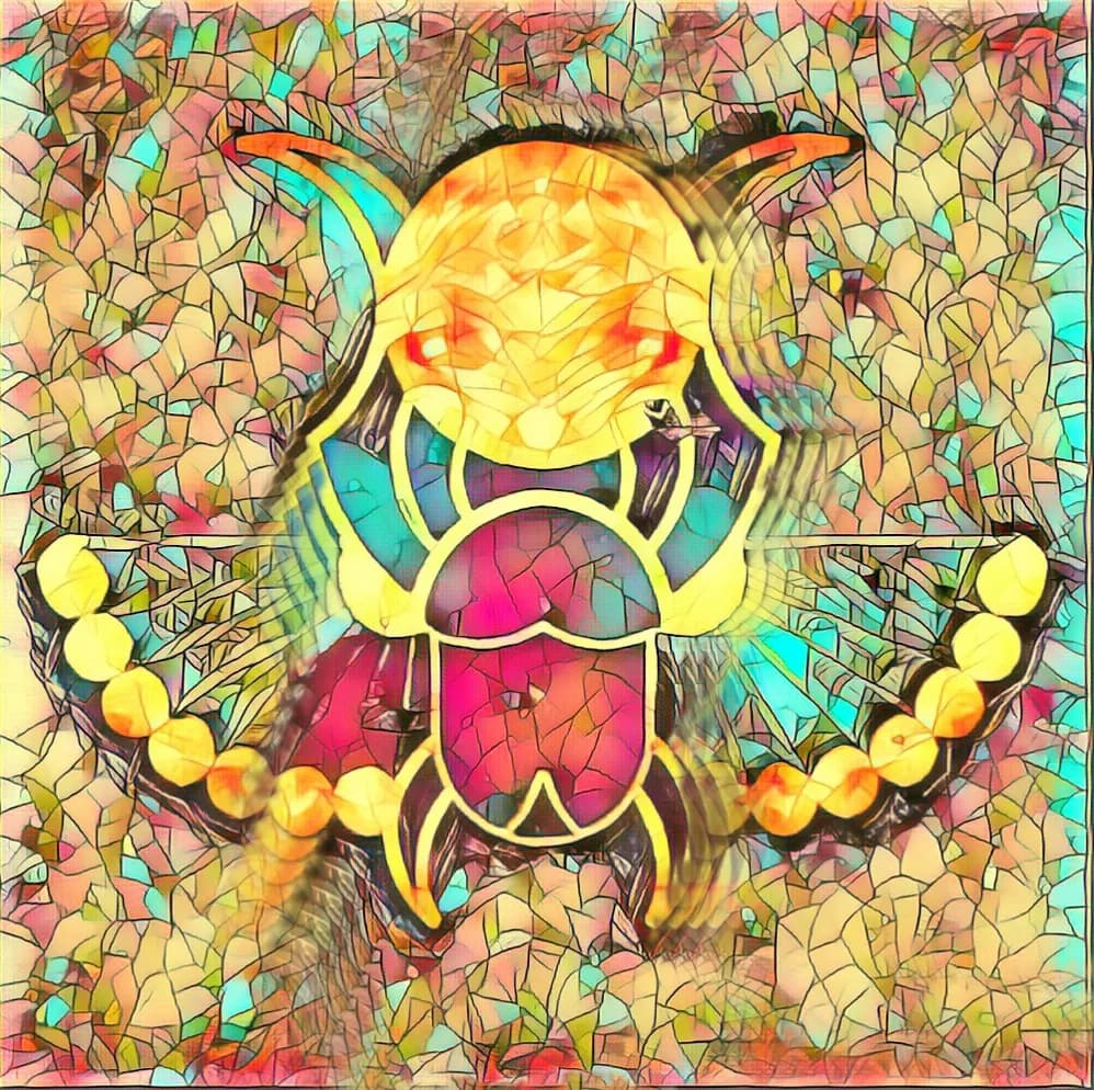 MYSTICAL INSECT: A GEOMETRIC EXPLORATION OF COLOR AND FORM IN SACRED ARTISTRY