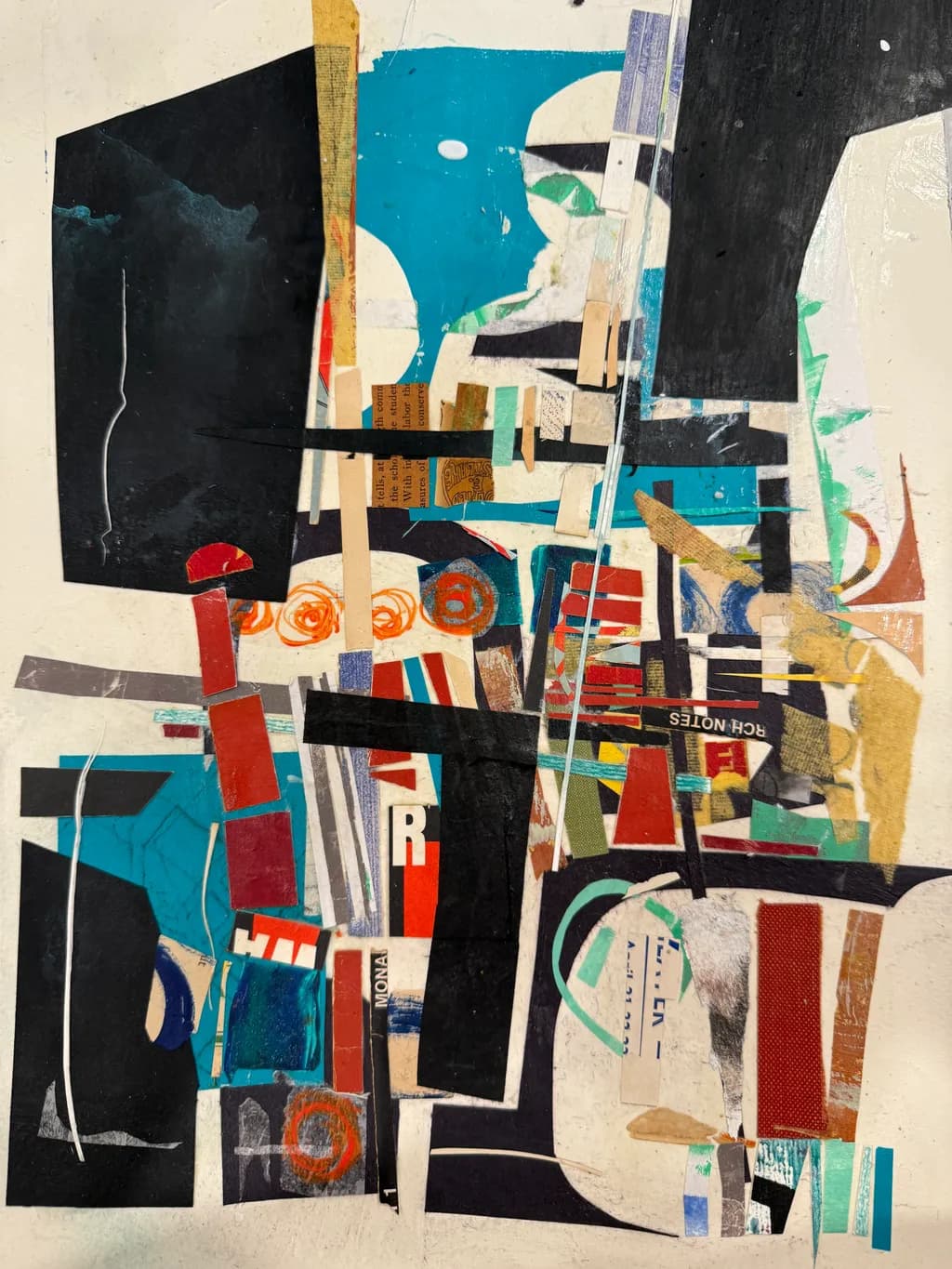 Vibrant Collage: A Dance of Color and Form in Mixed Media Art