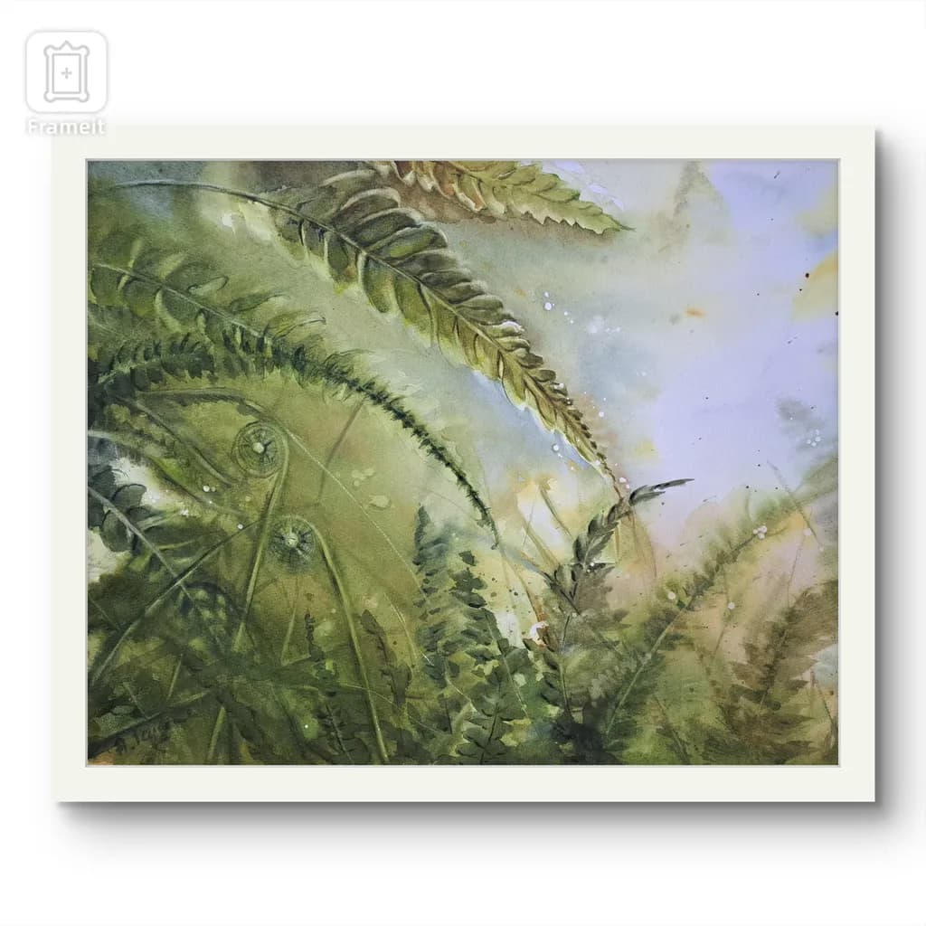Whispers of the Fern: A Serene Watercolor Journey Through Nature's Embrace