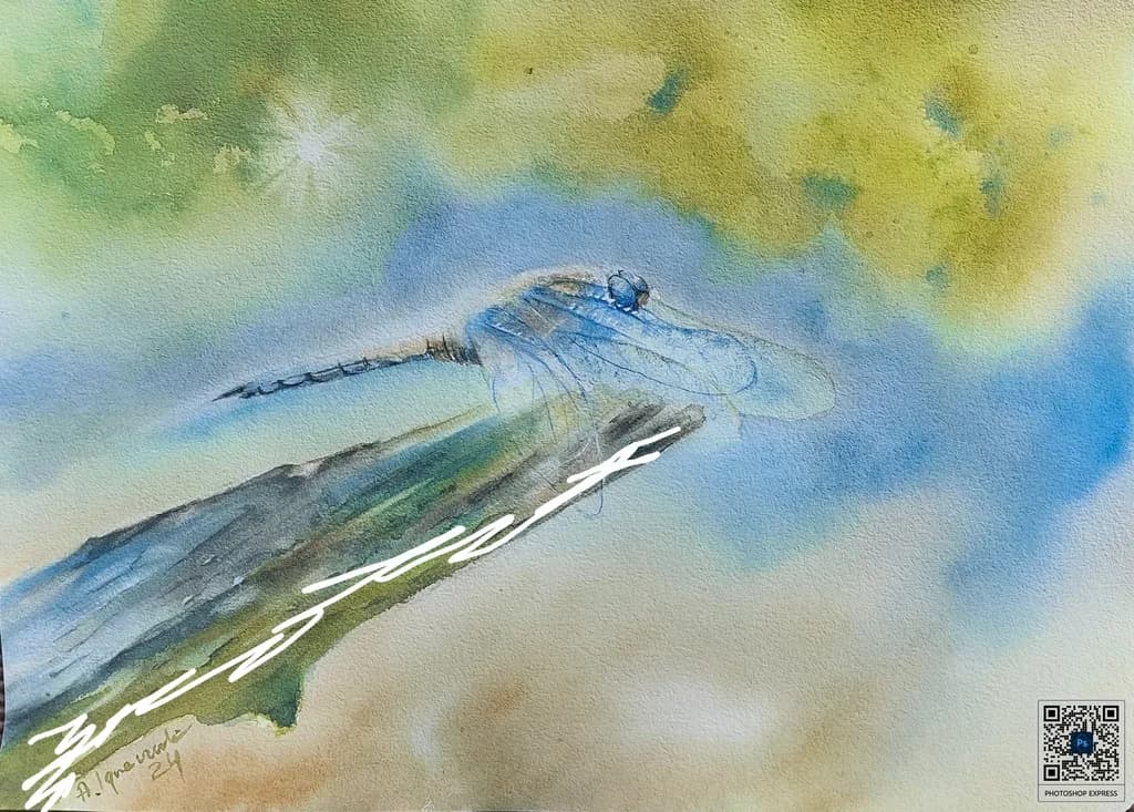 Whispers of the Dragonfly: A Watercolour Dance of Light and Nature