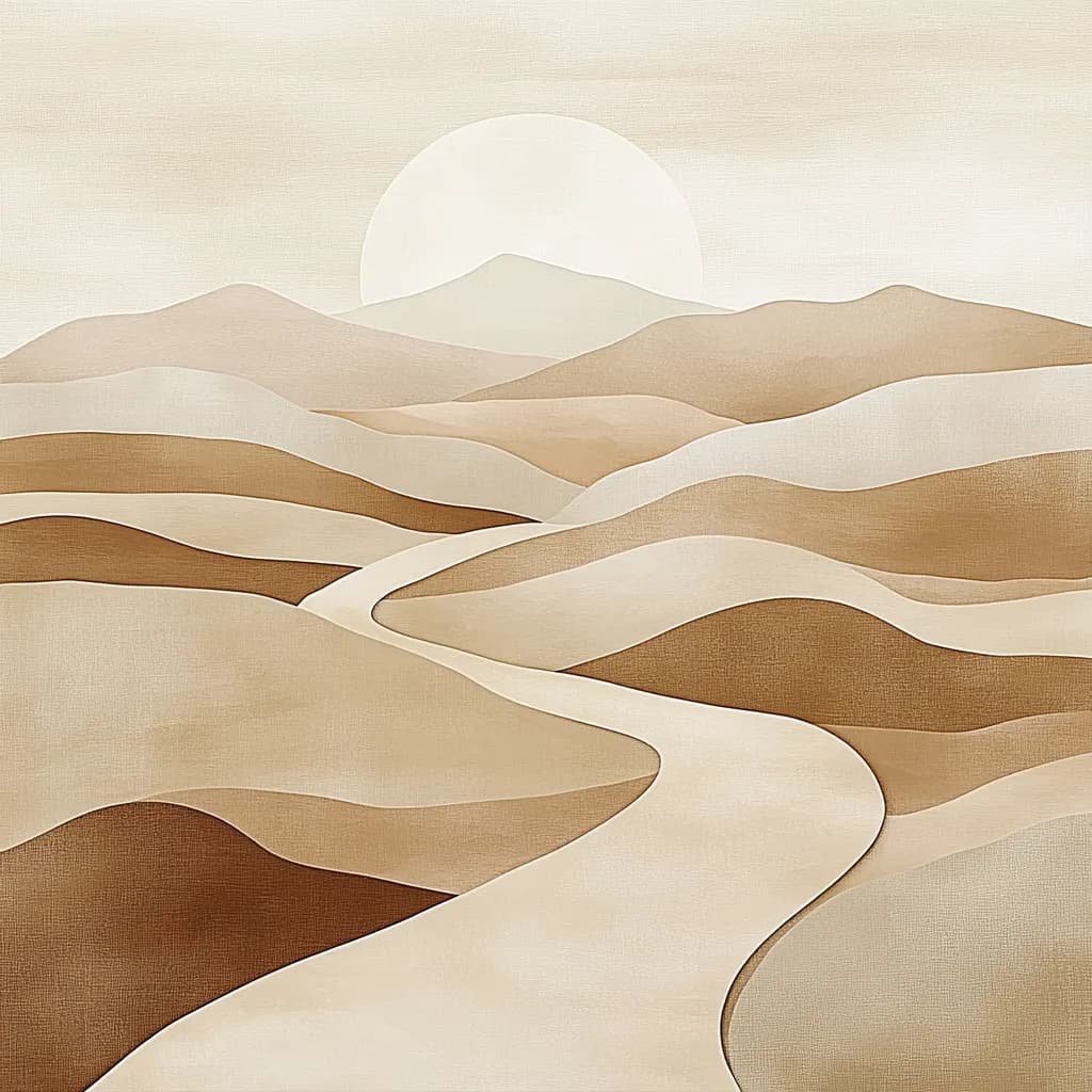 Serene Desert Pathway: A Tranquil Journey Through Earthy Tones and Soft Curves