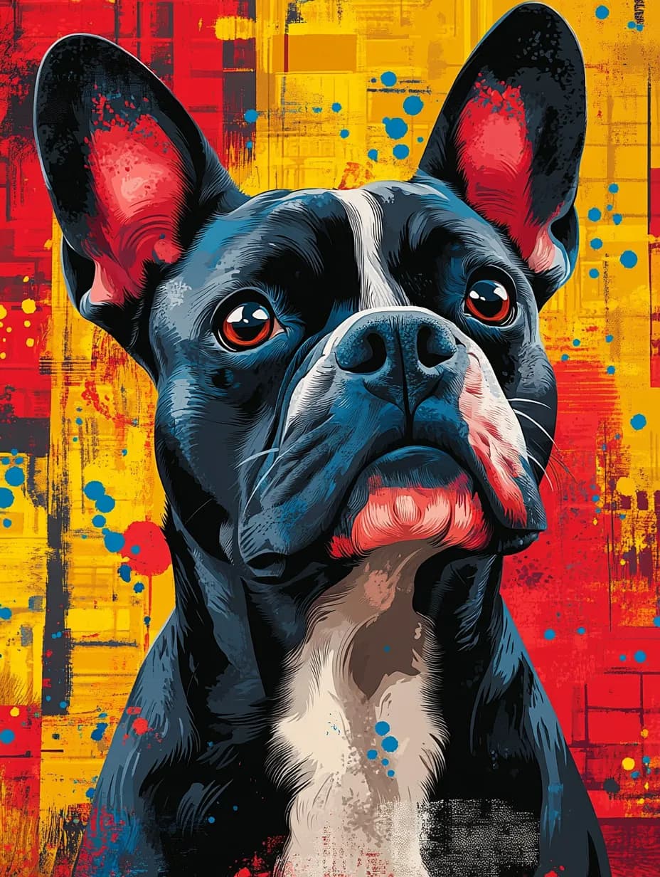 Vibrant Canine Portrait: A Playful Expression of Joy and Color