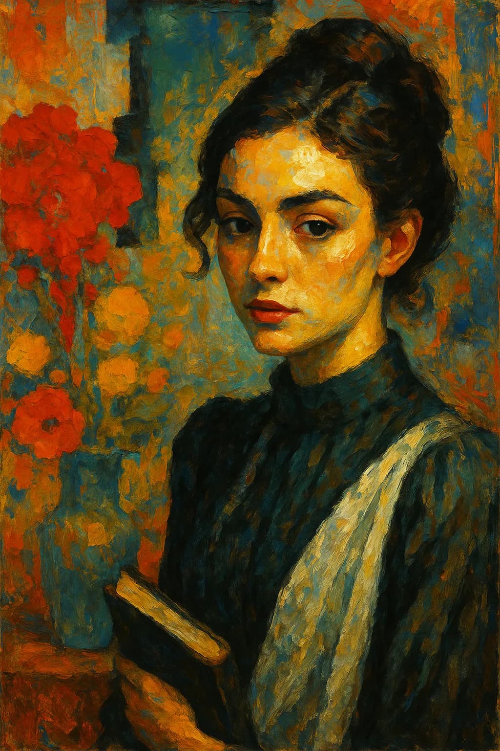 Whispers of Color: A Portrait of Contemplation and Beauty