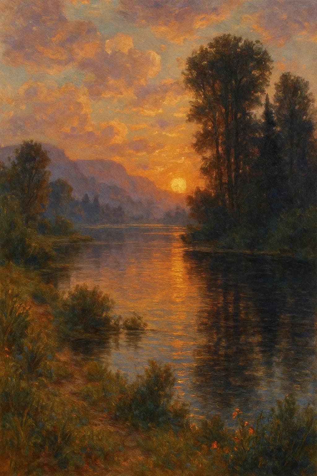 Whispers of Twilight: A Serene Sunset Over Tranquil Waters