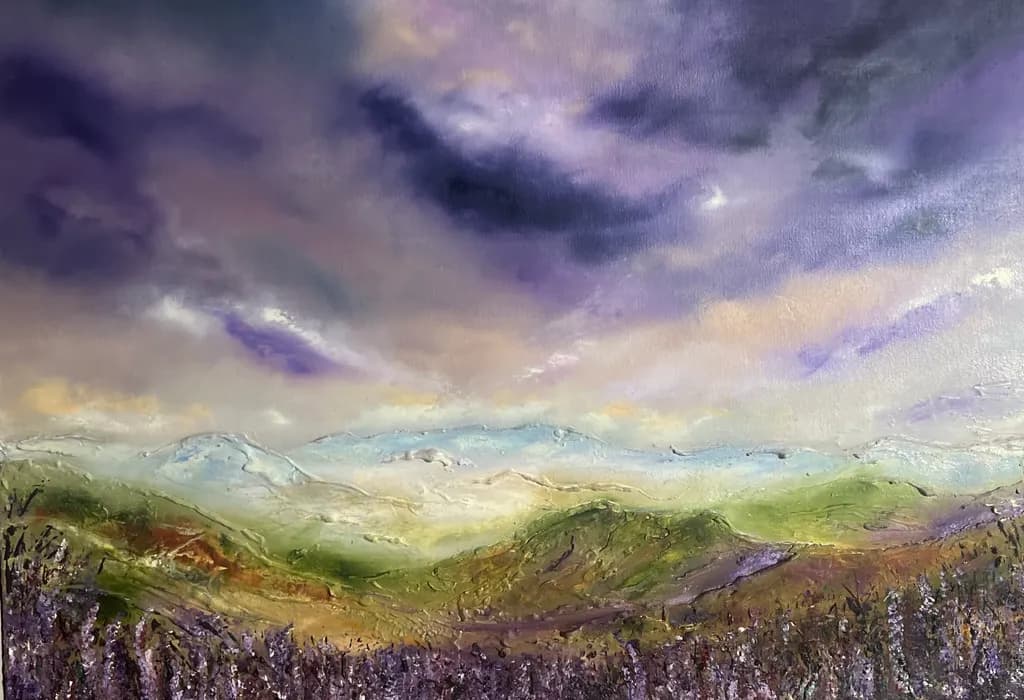 Whispers of the Sky: A Colorful Landscape Journey Through Clouds and Hills