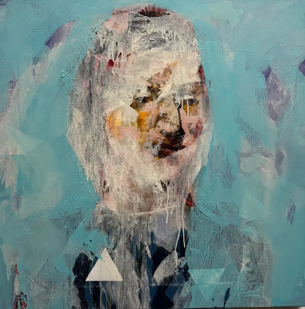 Abstract Portrait with Blue Background
