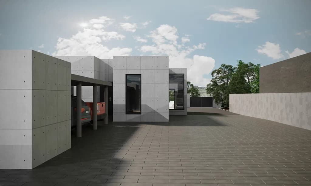 Modern Minimalism: A Contemporary Concrete Haven with Expansive Views and Sleek Design