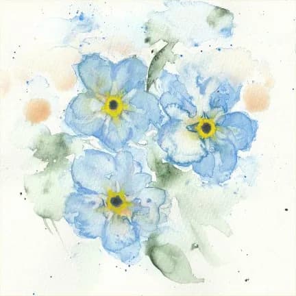 Whispers of Spring: Delicate Blue Blooms in Watercolor Harmony
