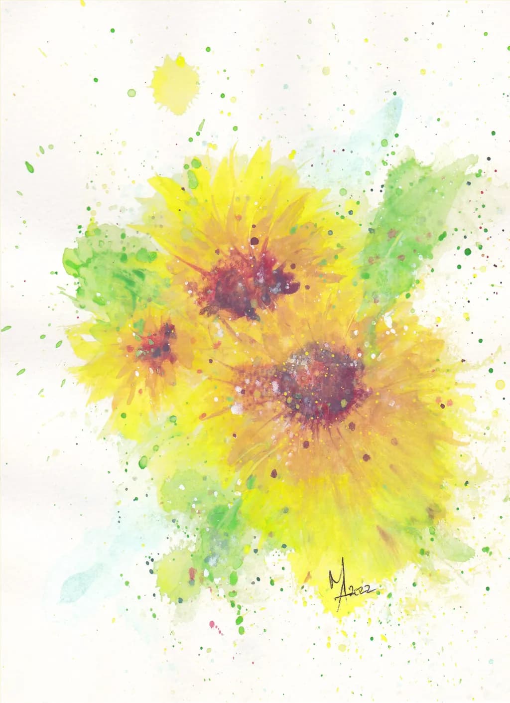 Sunshine Blooms: A Splash of Joyful Sunflowers in Watercolor Delight